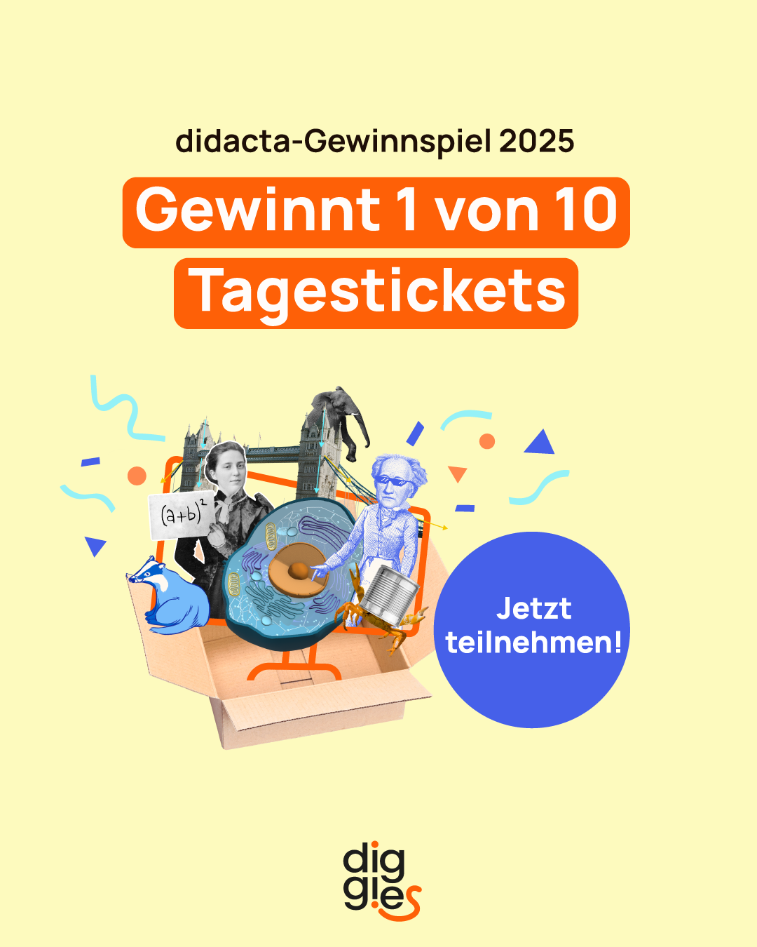 diggies-Gewinnspiel bei Instagram: Gewinnen Sie 1 von 10 Gratis-Tickets für die didacta 2025!